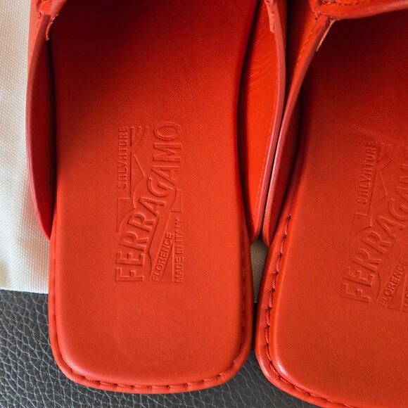 Salvatore Ferragamo Vulcano Red Calf Leather Mule - Picture 8 of 12